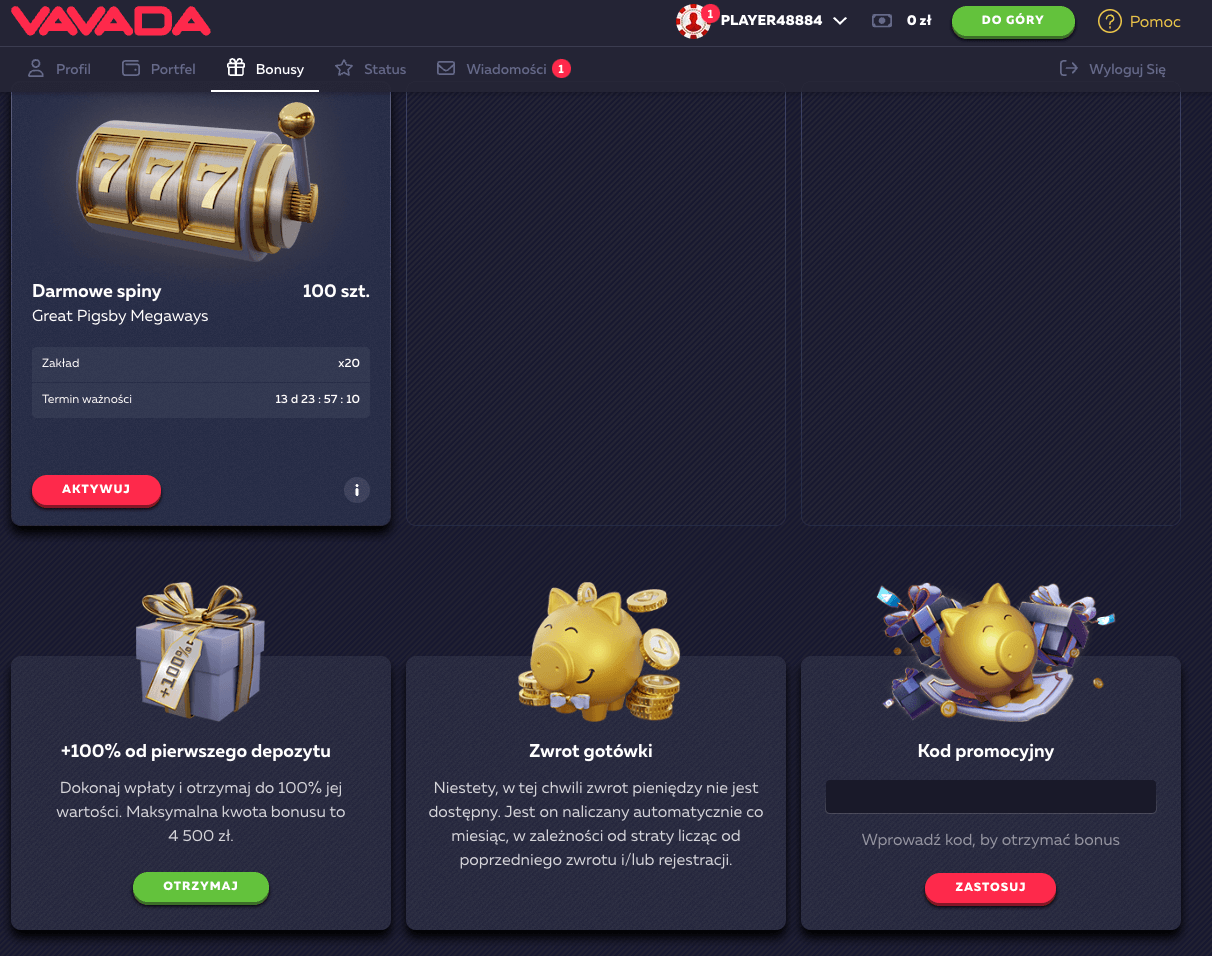 Vavada Casino — aktualny bonus kod promocyjny 2026